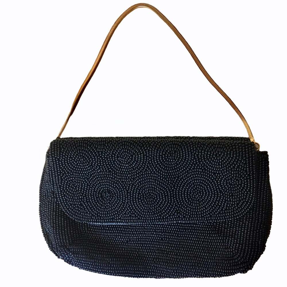 1940s Harry Rosenfeld Vintage Beaded Triple Entry Evening Bag Purse